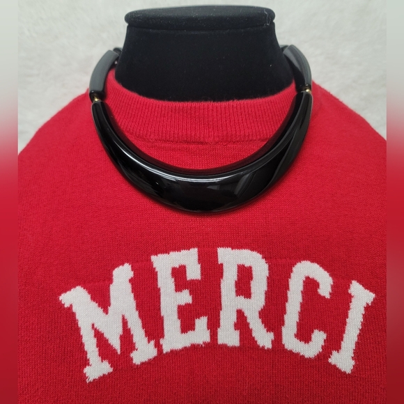 Estate Jewelry - Lucite Black Collar Choker Necklace - Vintage, Estate